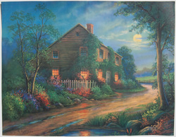 vintage calendar art with cottages, cabins, etc. circa 1930s-1940s